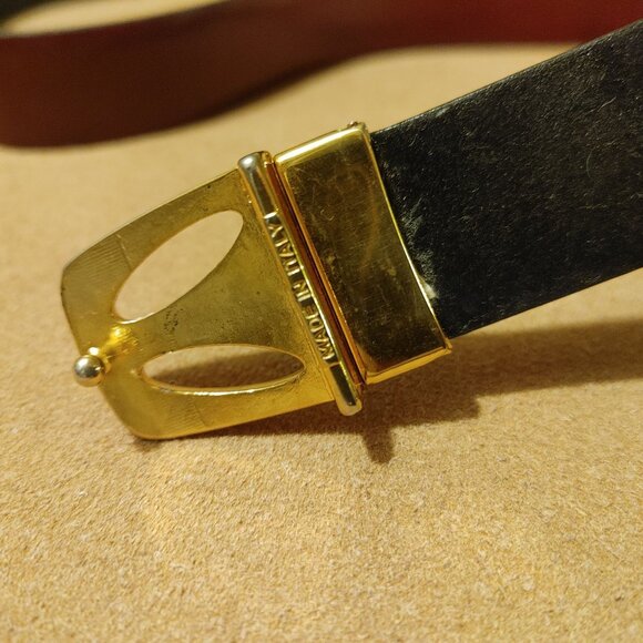 Pierre Cardin Reversible Black Brown 40 Belt Mens Vintage Logo Two Tone Buckle - Picture 3 of 10